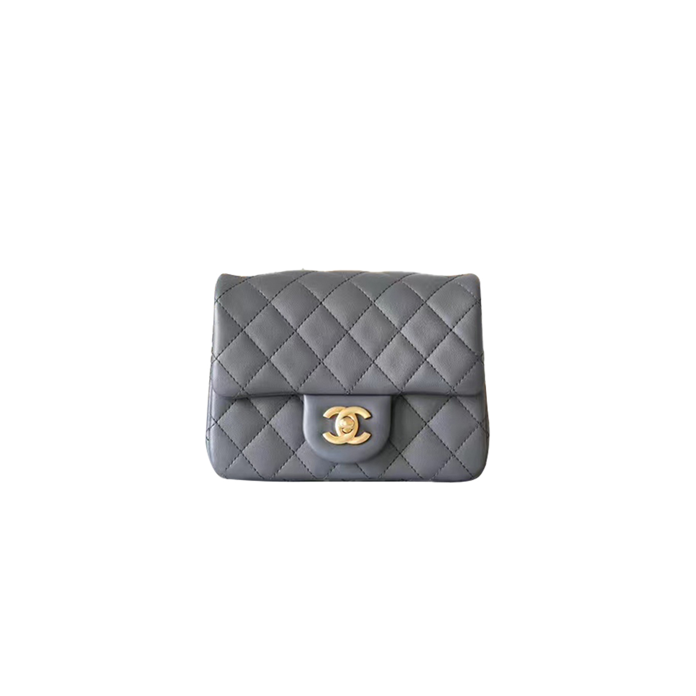 Ch*el master lambskin quilted mini pearl crush flap light grey (18*13*7cm)